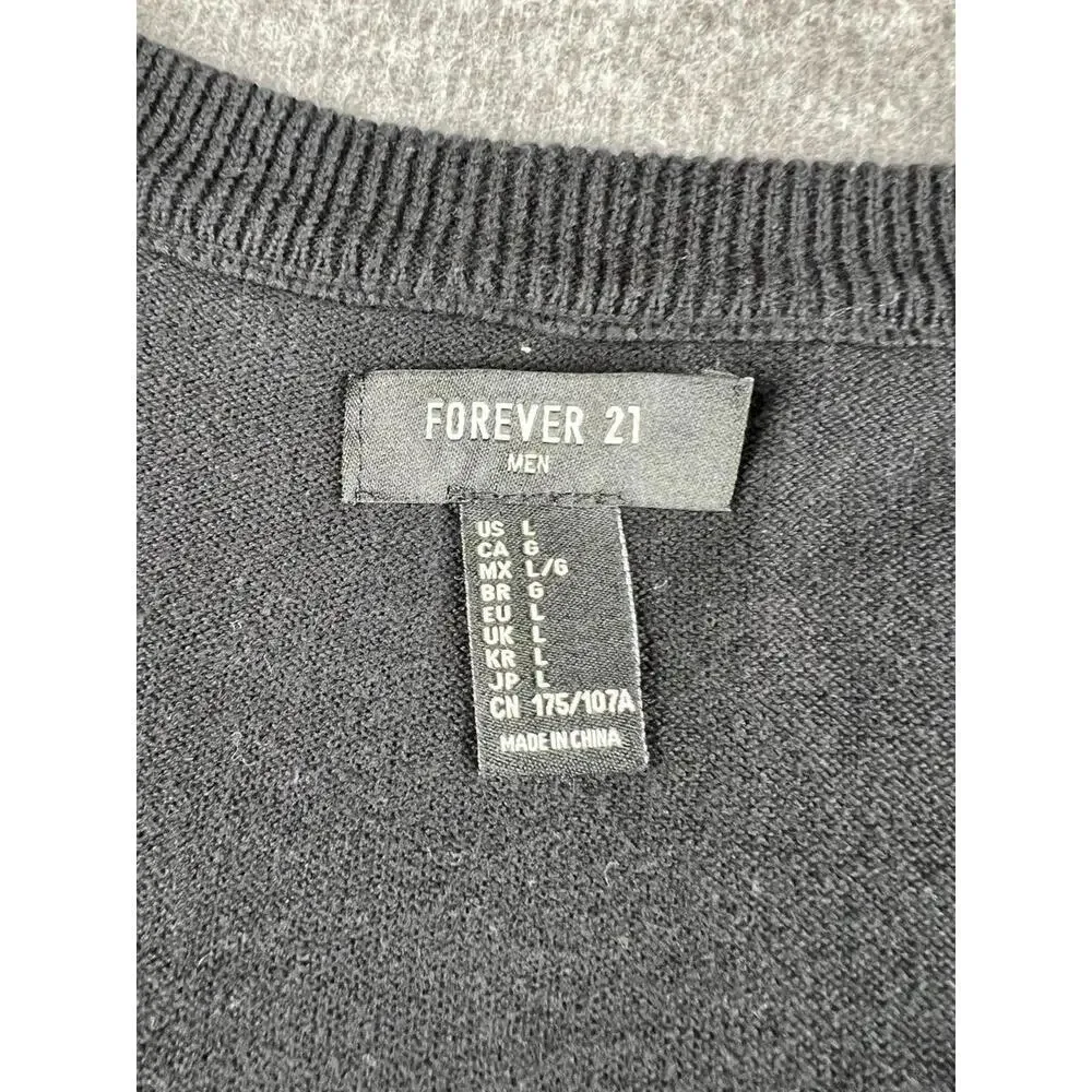 Forever 21 Womens Black Cardigan Sweater with Red and White Stripes Size‎ Large